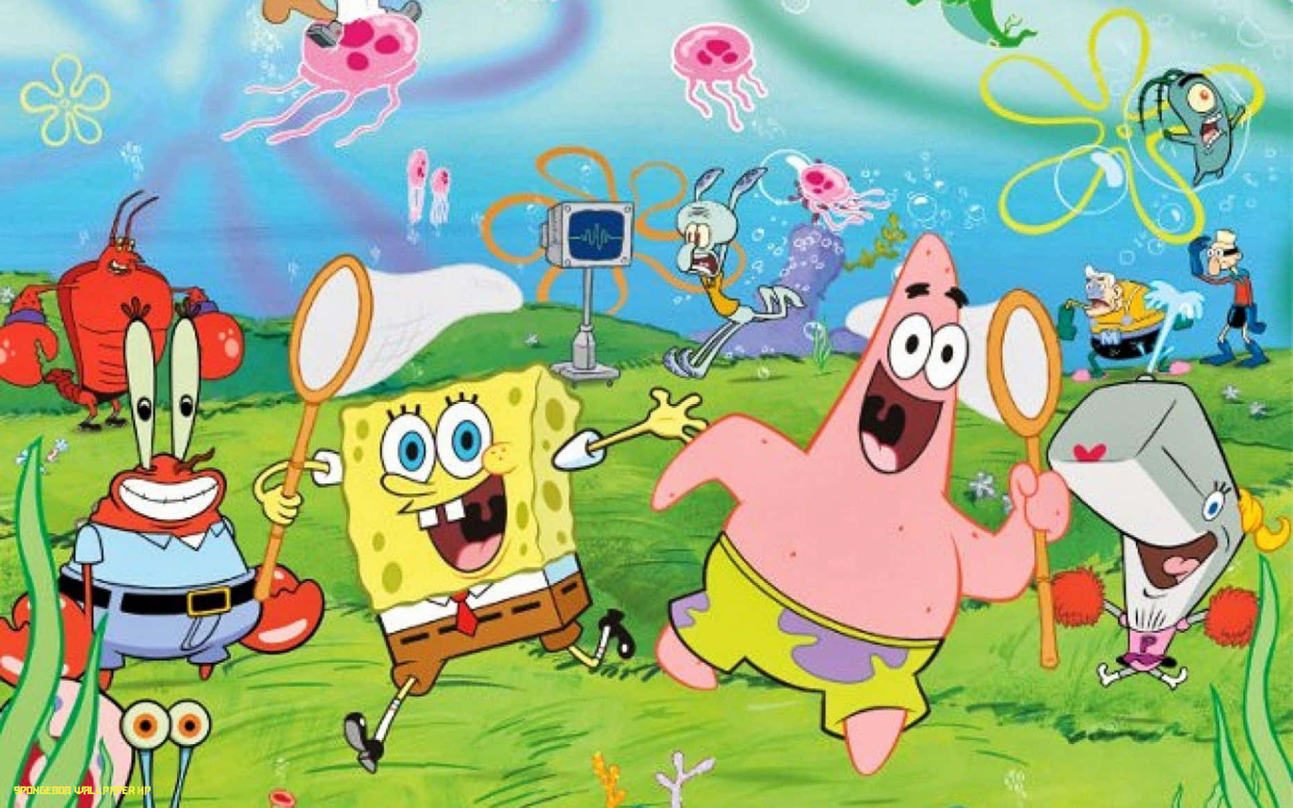 Popular Characters Aesthetic Spongebob Desktop Background