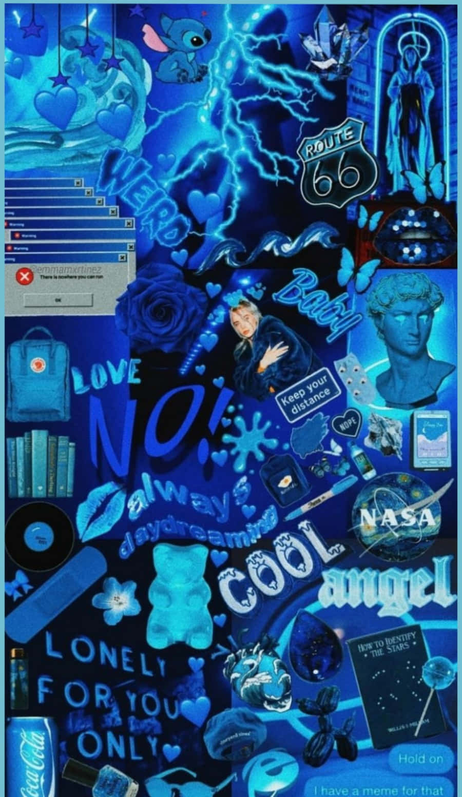 Popular Culture Aesthetic Blue Collage Design Background