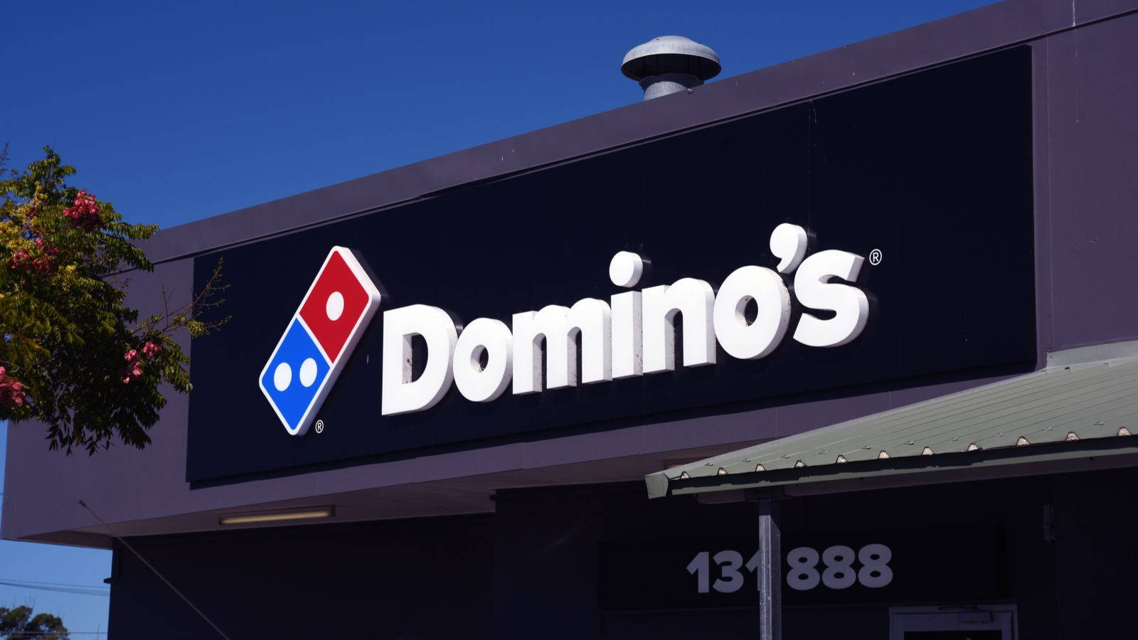 Popular Domino's Pizza Outlet At Night Background