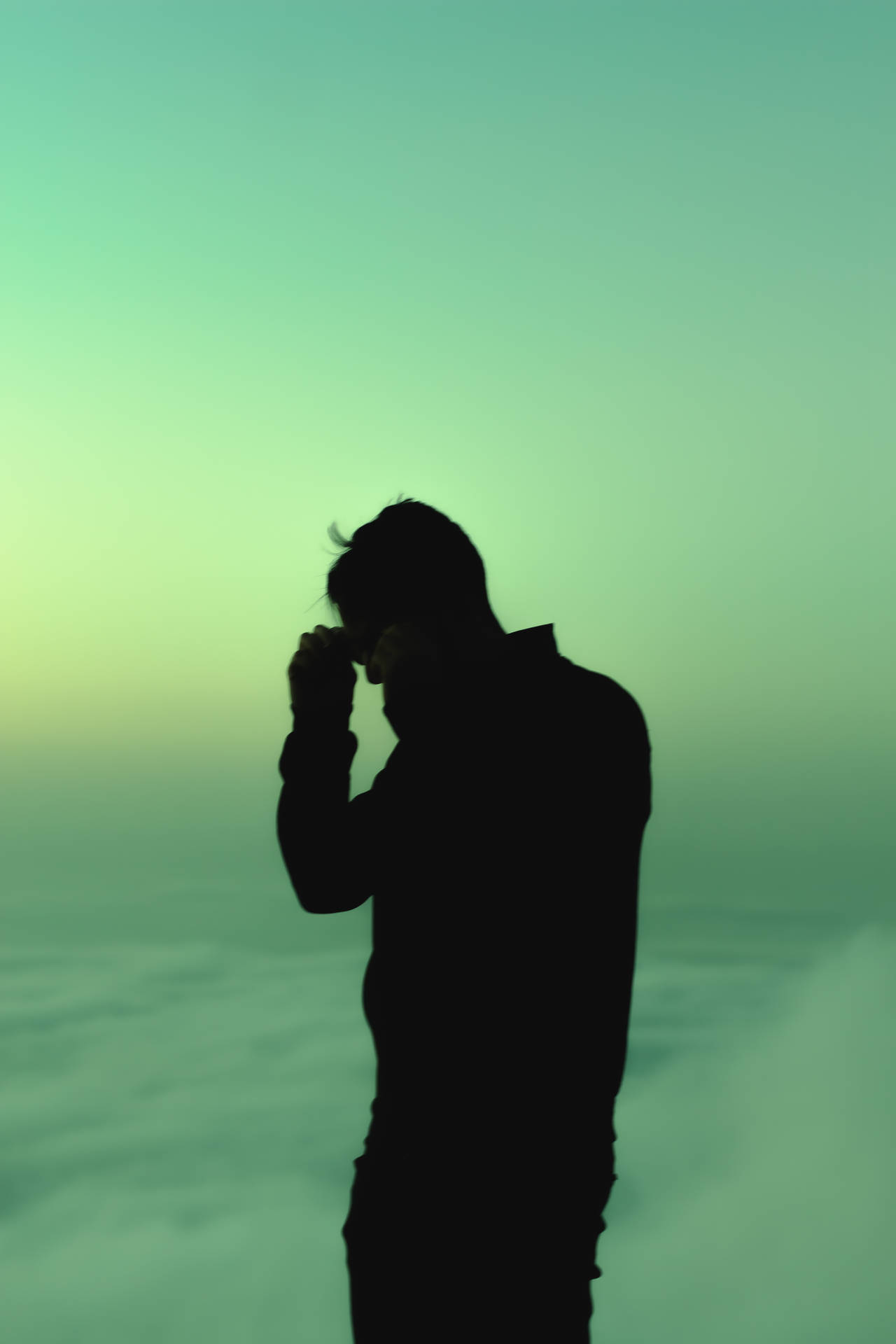 Popular Phone Man Silhouette Background