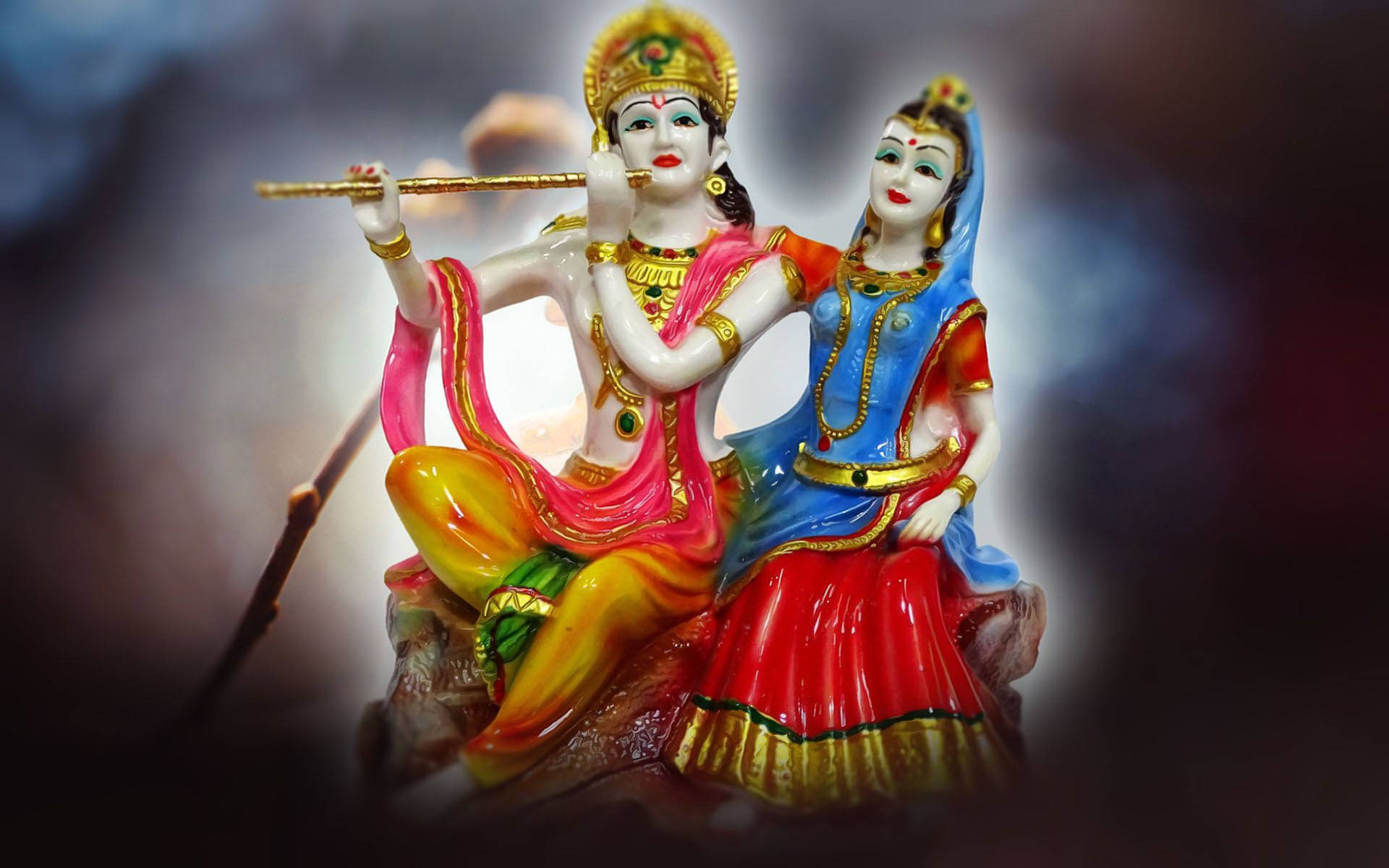 Porcelain Lady Radha And Lord Krishna 4k Background