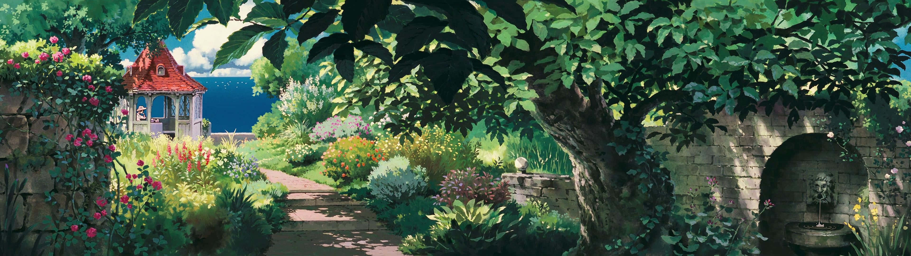 Porco Rosso Garden 3840x1080 Anime