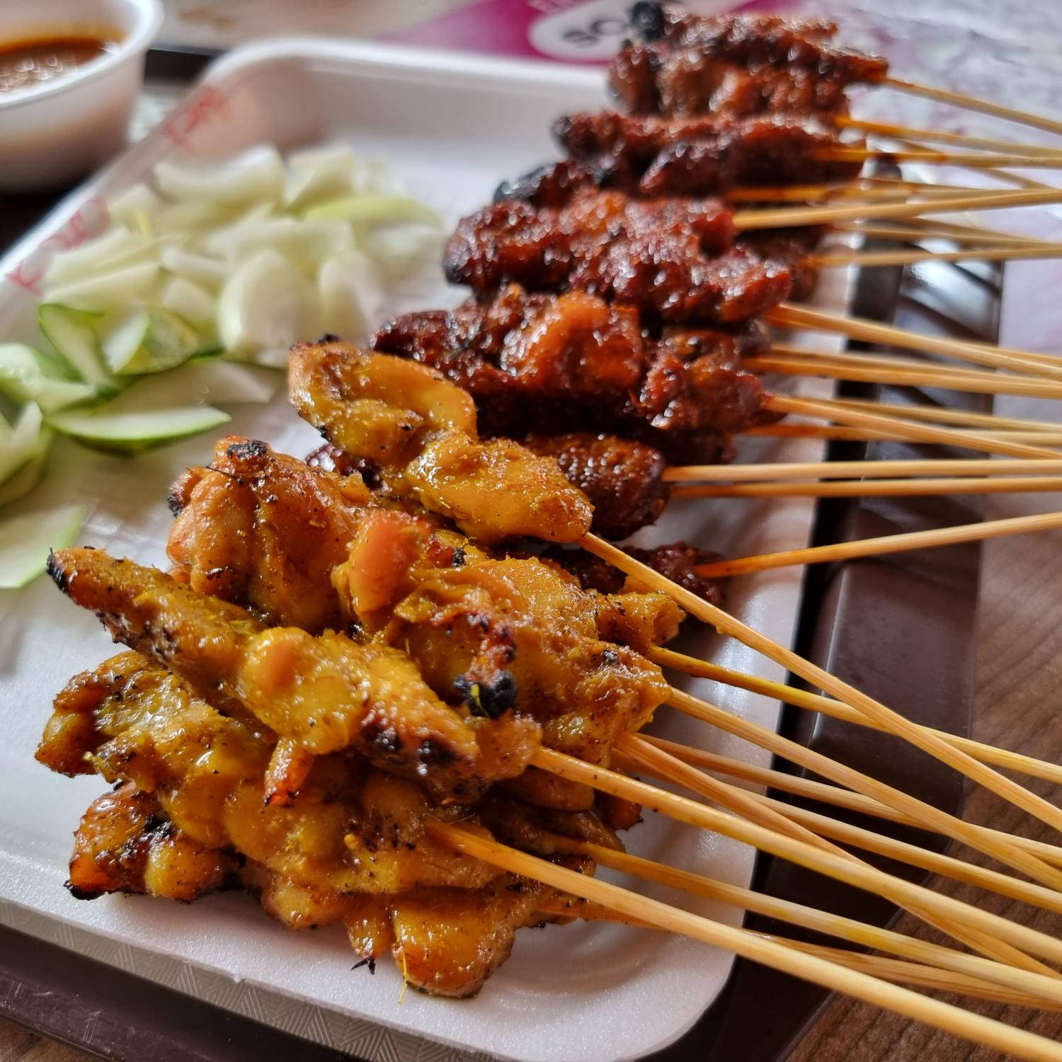 Pork And Chicken Satay Dish Background