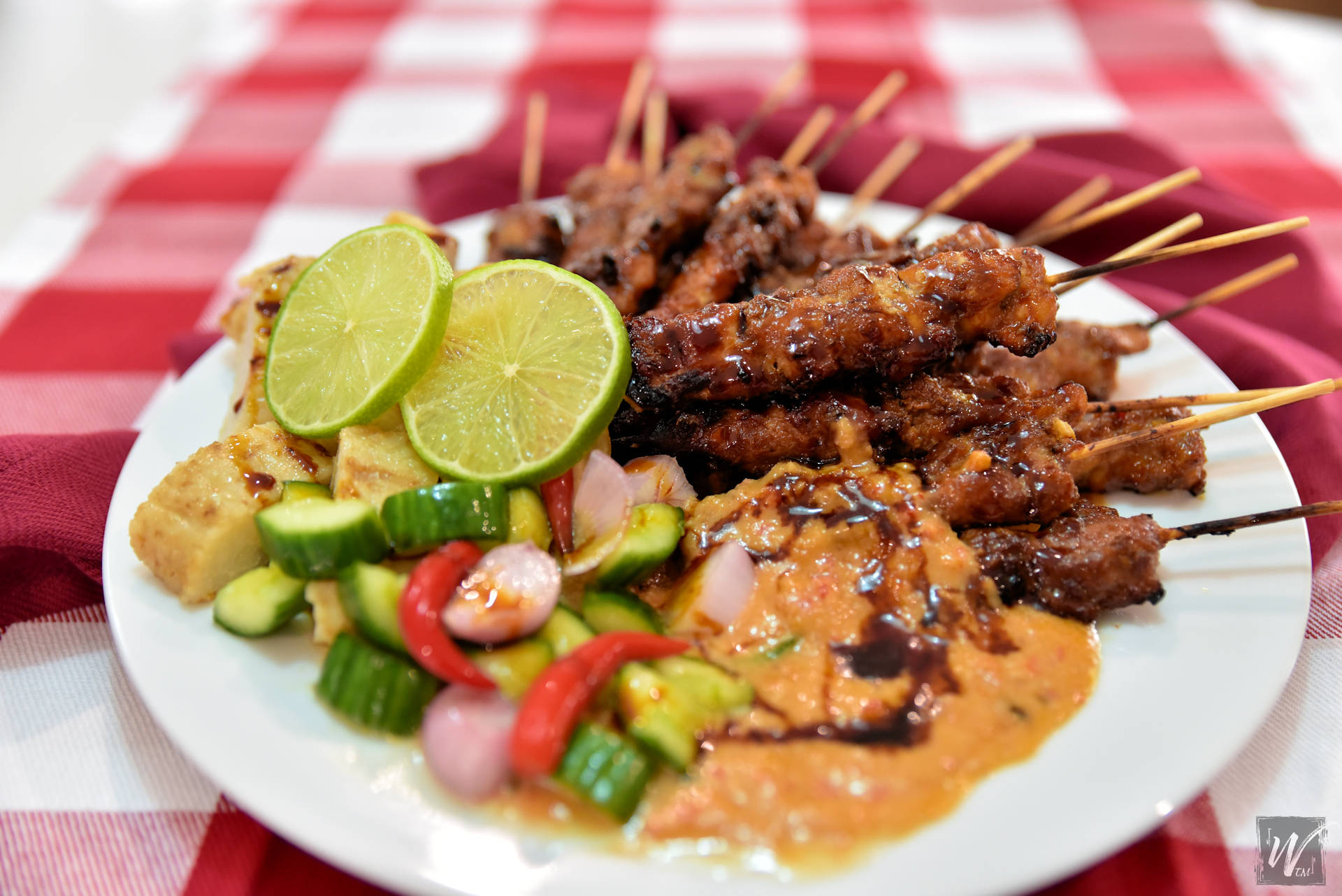 Pork Satay With Lemons And Peanut Sauce Background