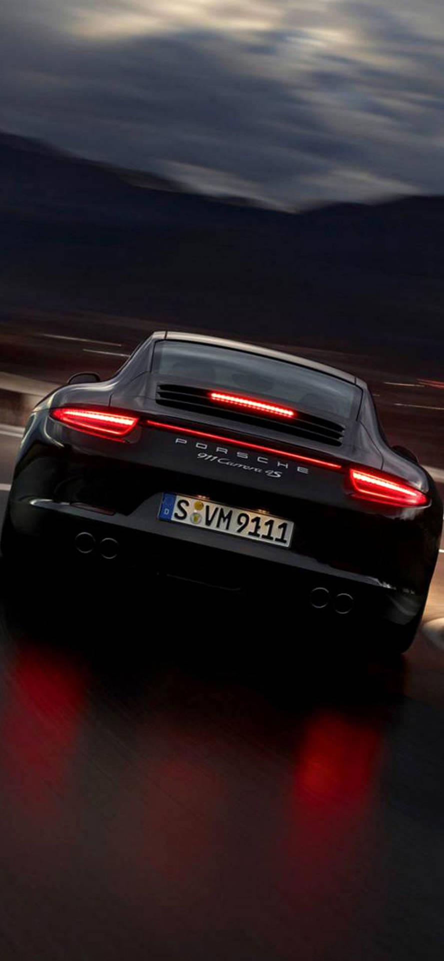 Porsche 911 Glowing Red Rear Light Background