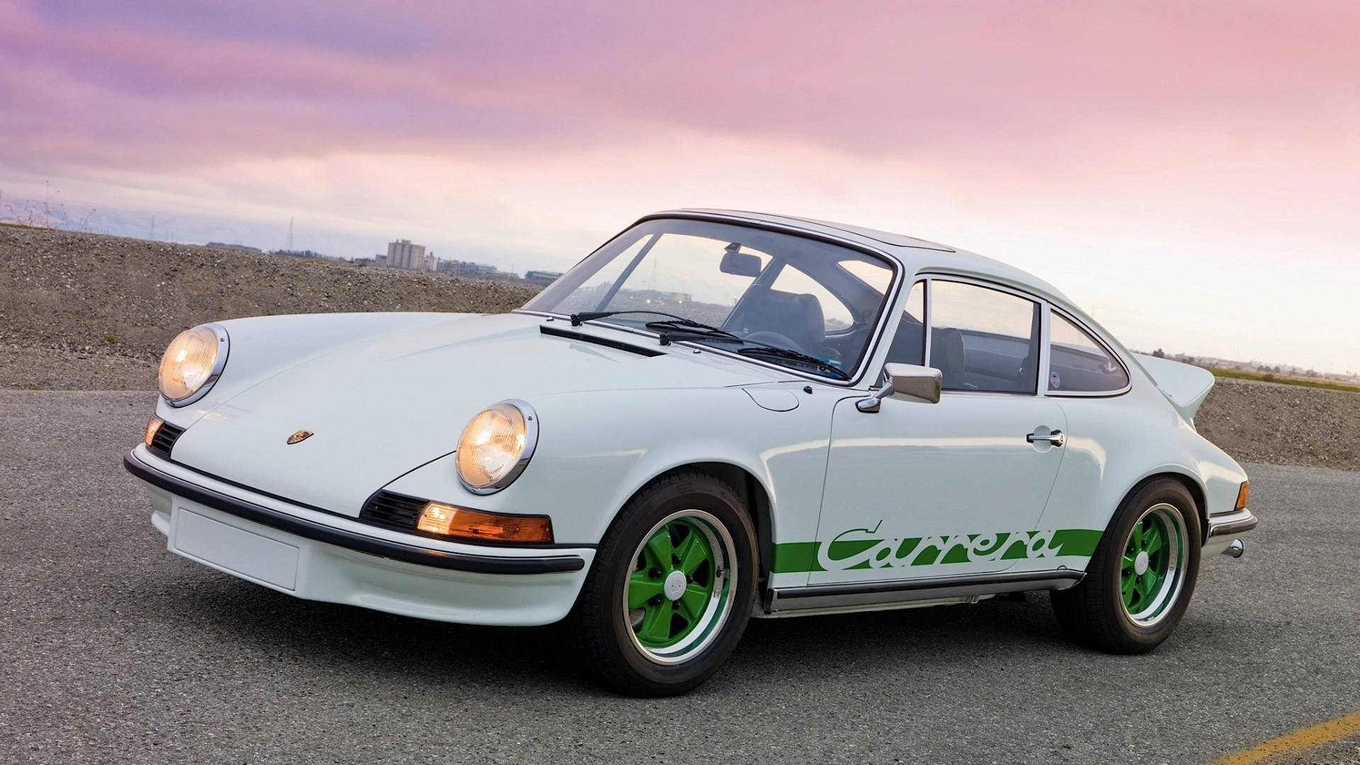 Porsche 911 With Green Rims Background