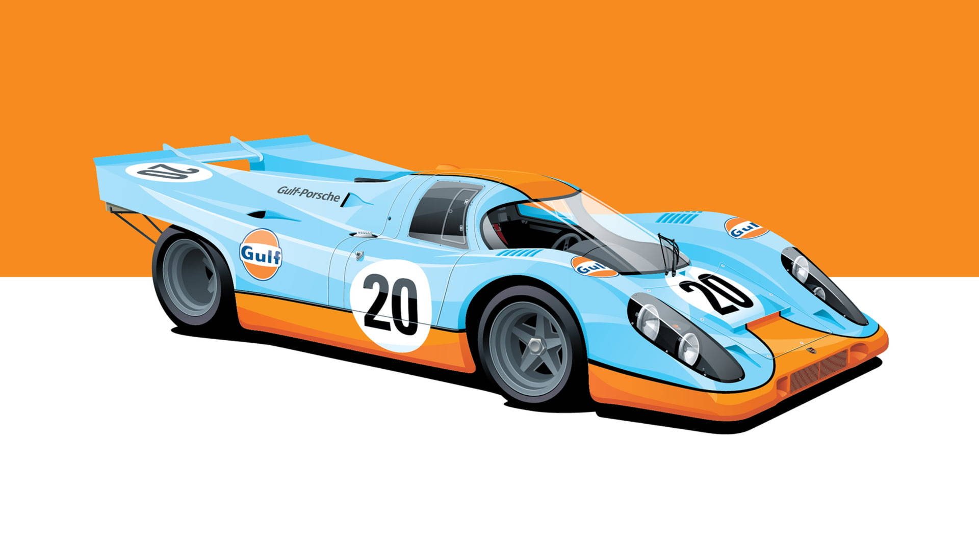 Porsche 917 Racing Car In Digital Background