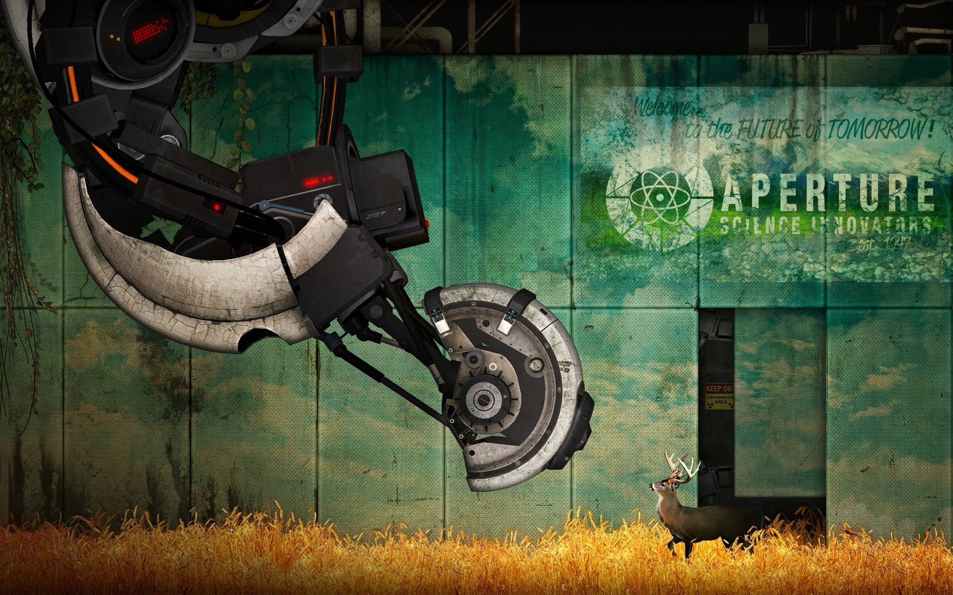 Portal 2 Deer With Machine Background