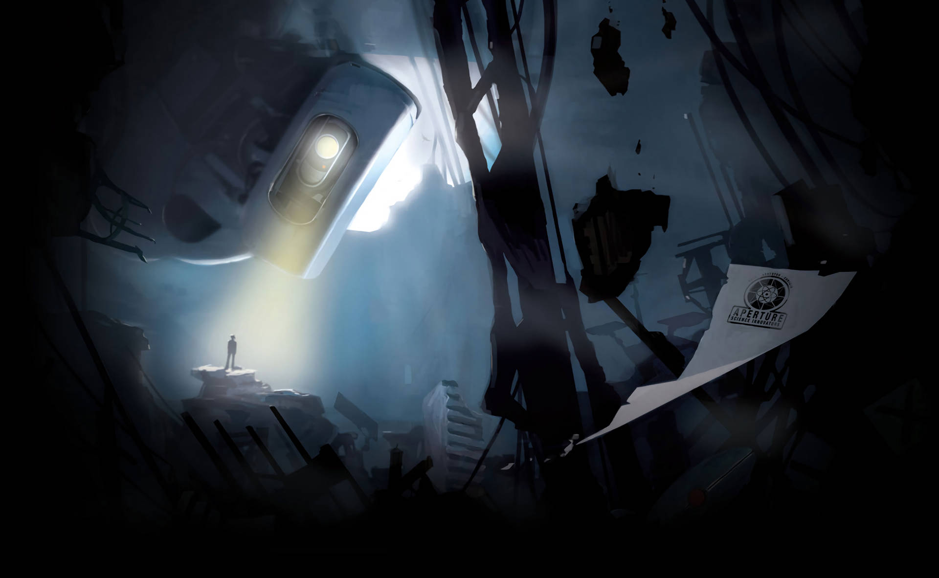 Portal 2 Dual Screen Glados Artificial Intelligence Background