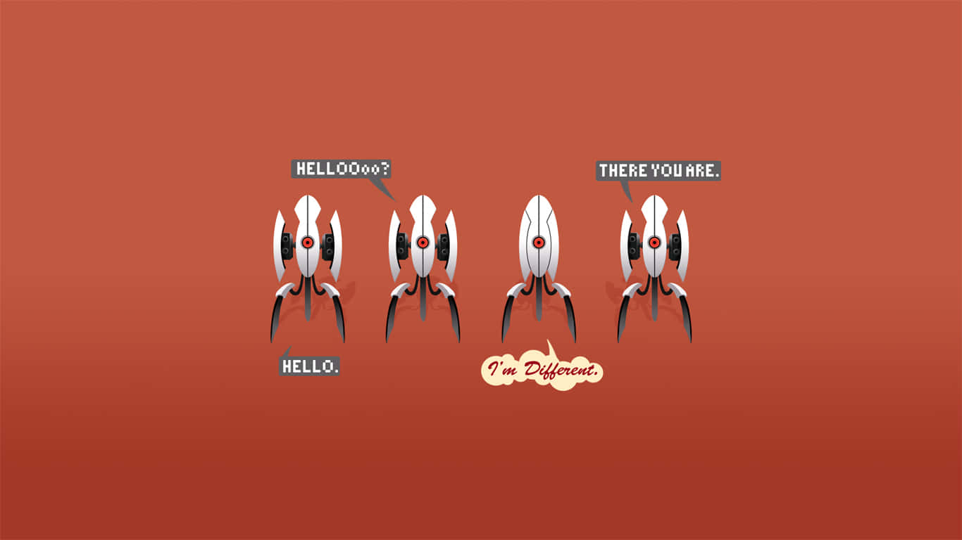 Portal Game Photo With A Distinct Turret Background