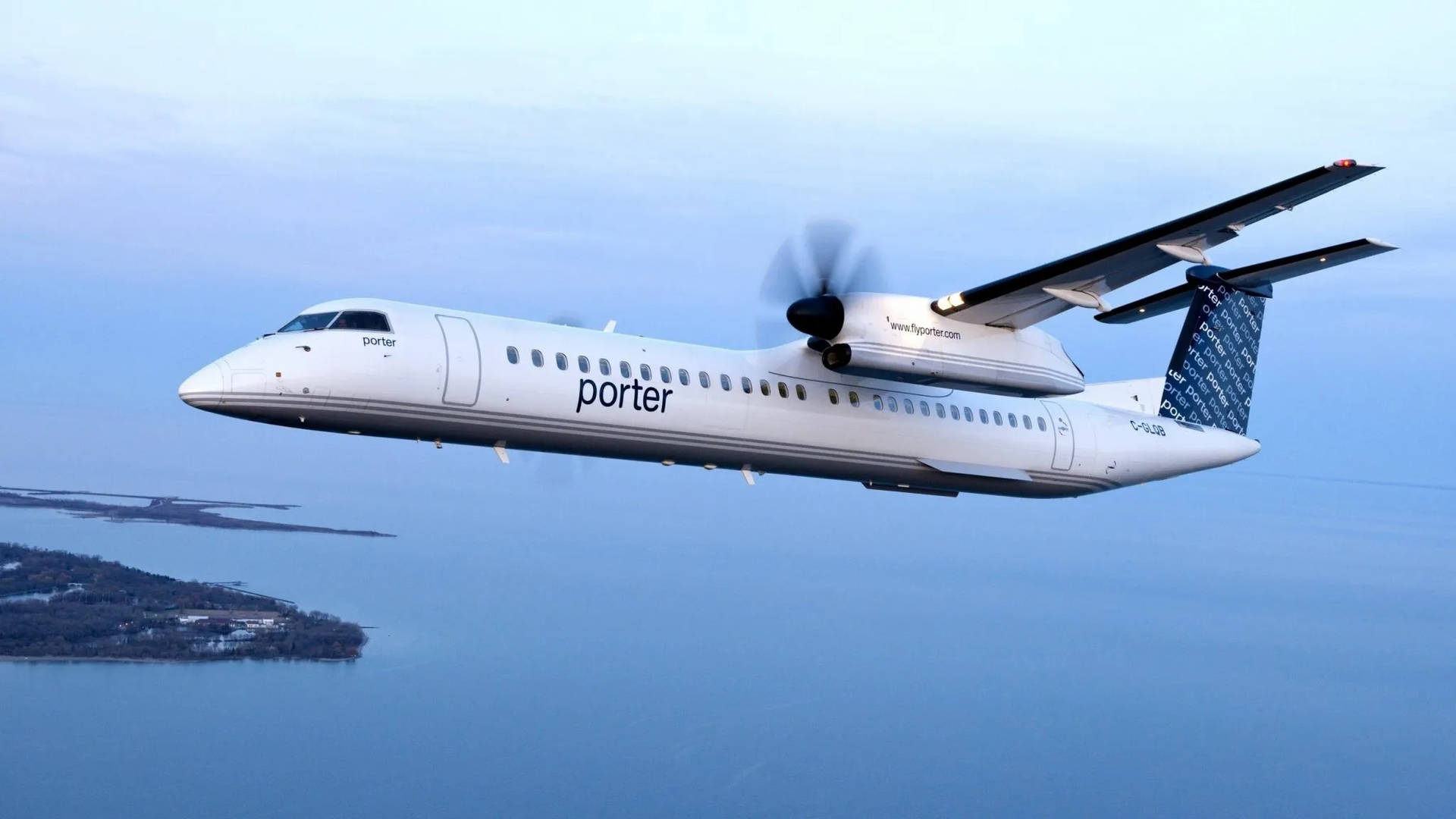 Porter Airlines Foggy Blue Sky Background