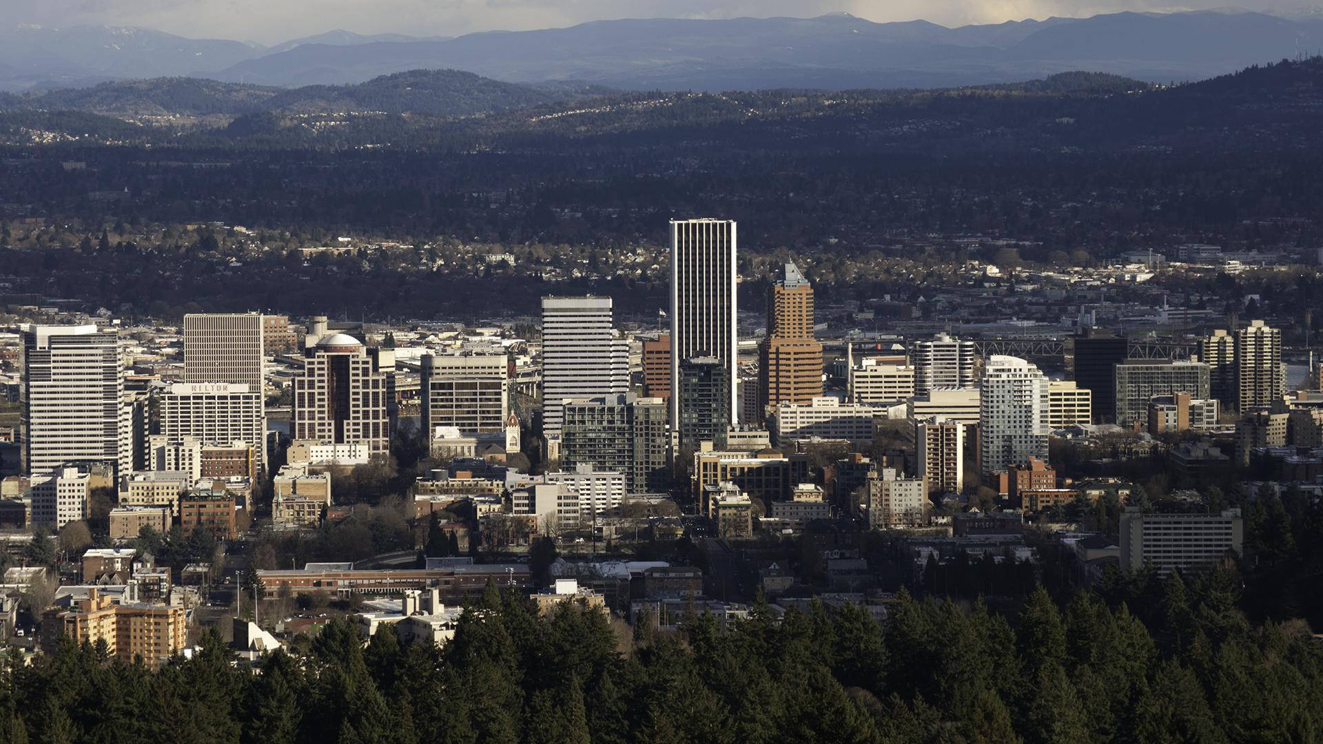 Portland Aerial View Skyline Background