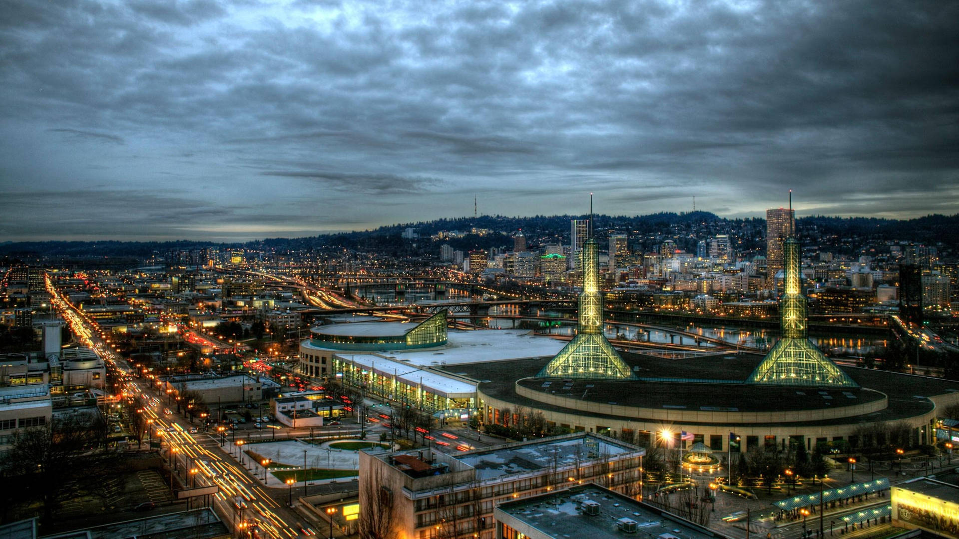 Portland Convention Center Aerial View Background