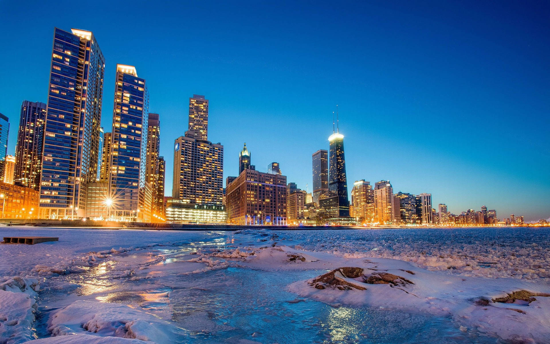 Portland Ice And Snow River Background