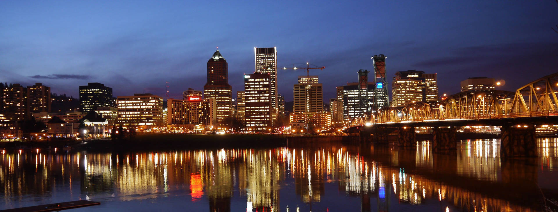 Portland Night Bridge River Background