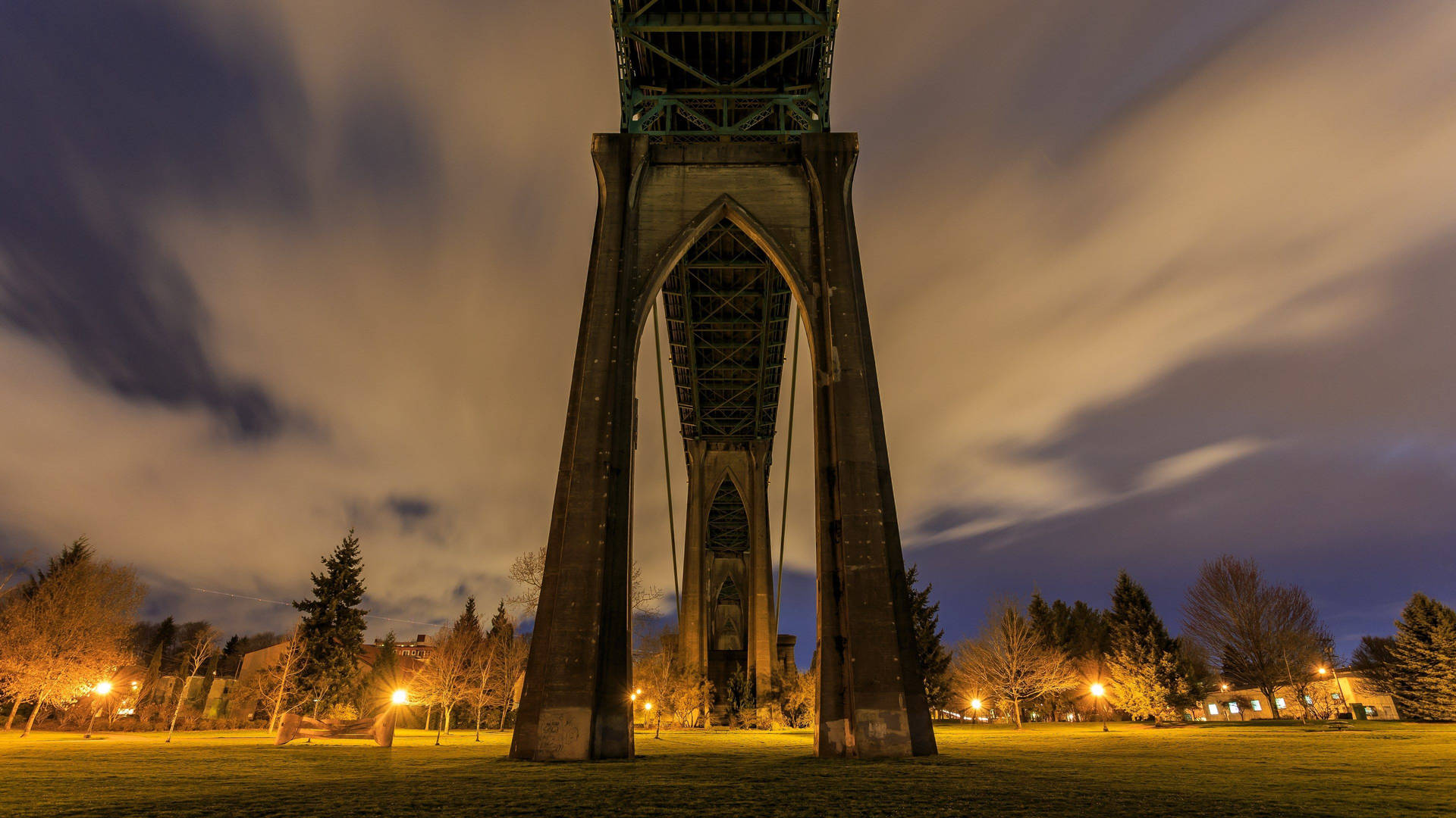 Portland Night Underneath Bridge Background