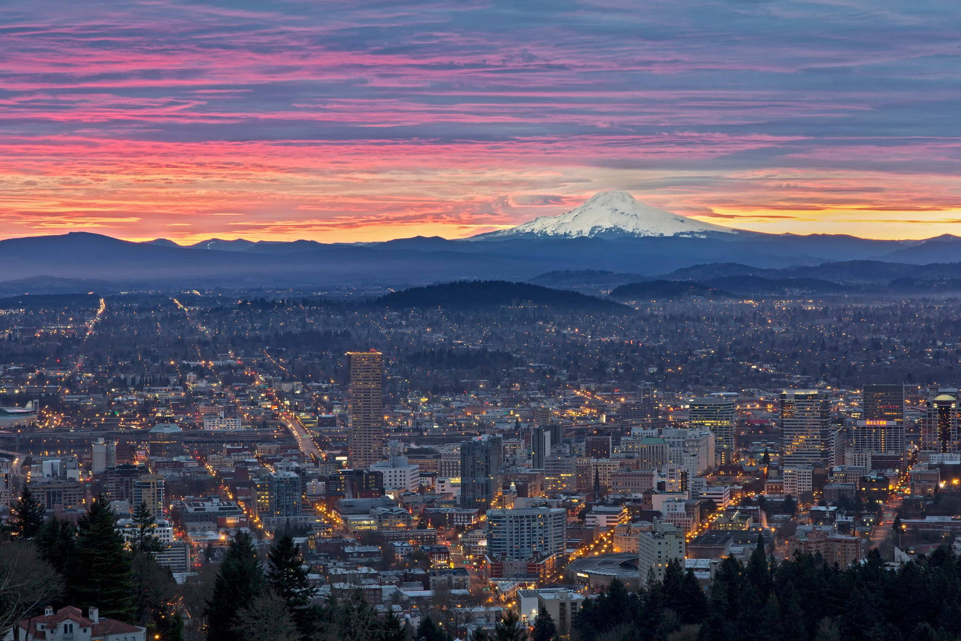 Portland Oregon Cityscape Background