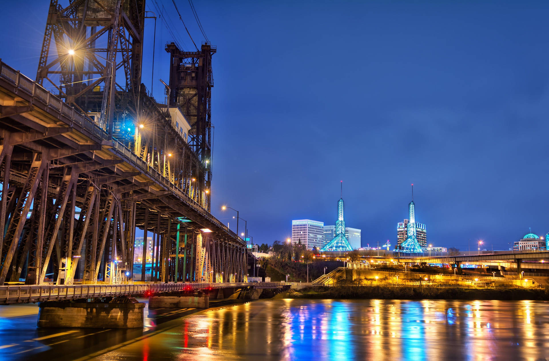 Portland Steel Bridge Night Background