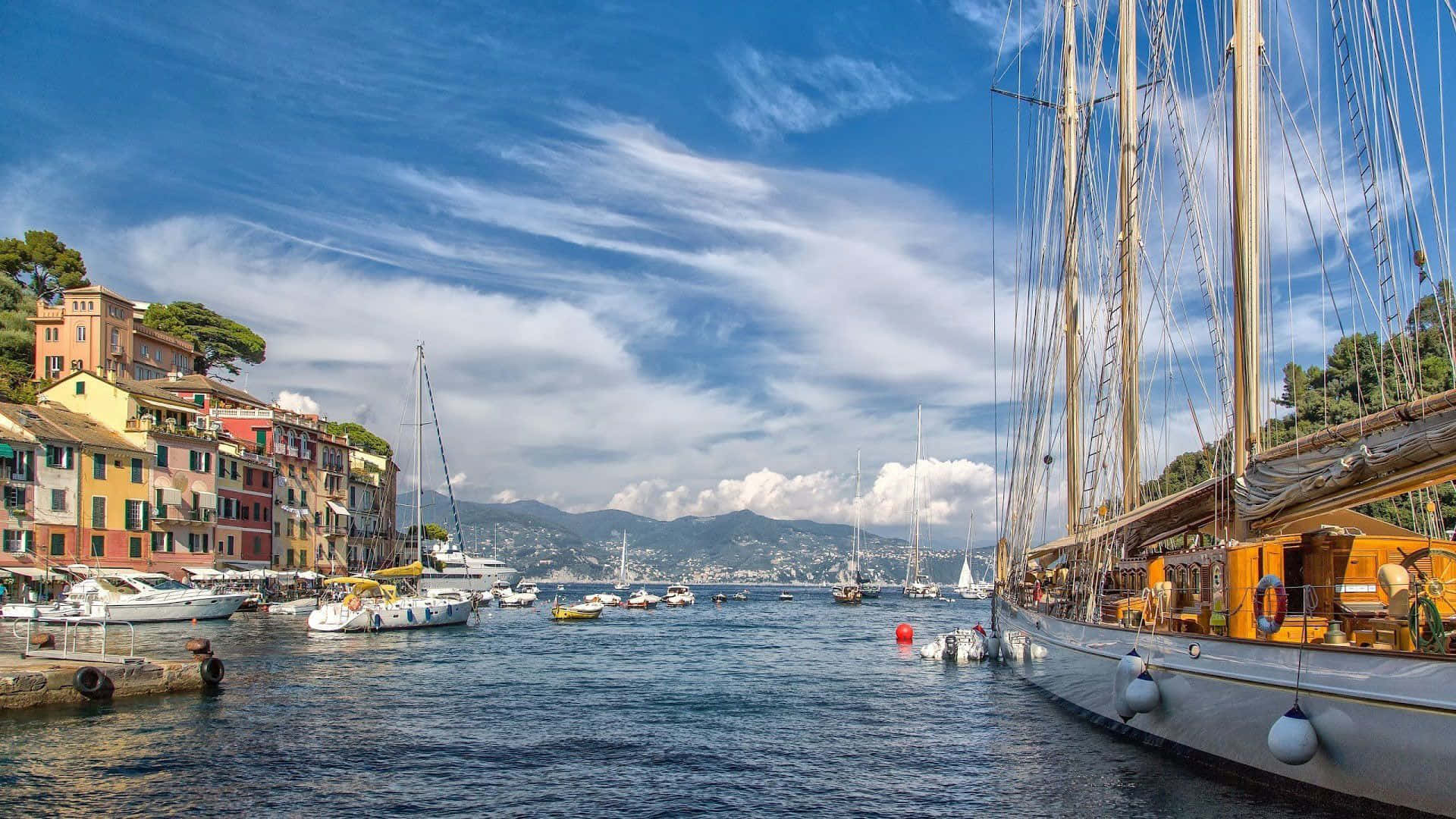 Portofino Marina Sailing Ships Italy Background