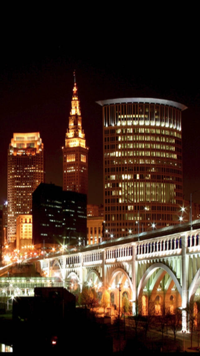 Portrait Cleveland City Night Background