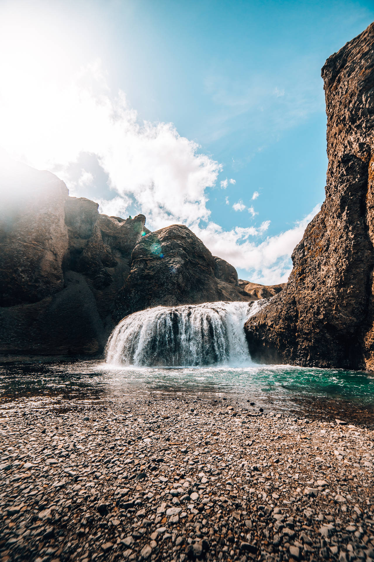 Portrait Iceland Waterfall Nature Scenery Background