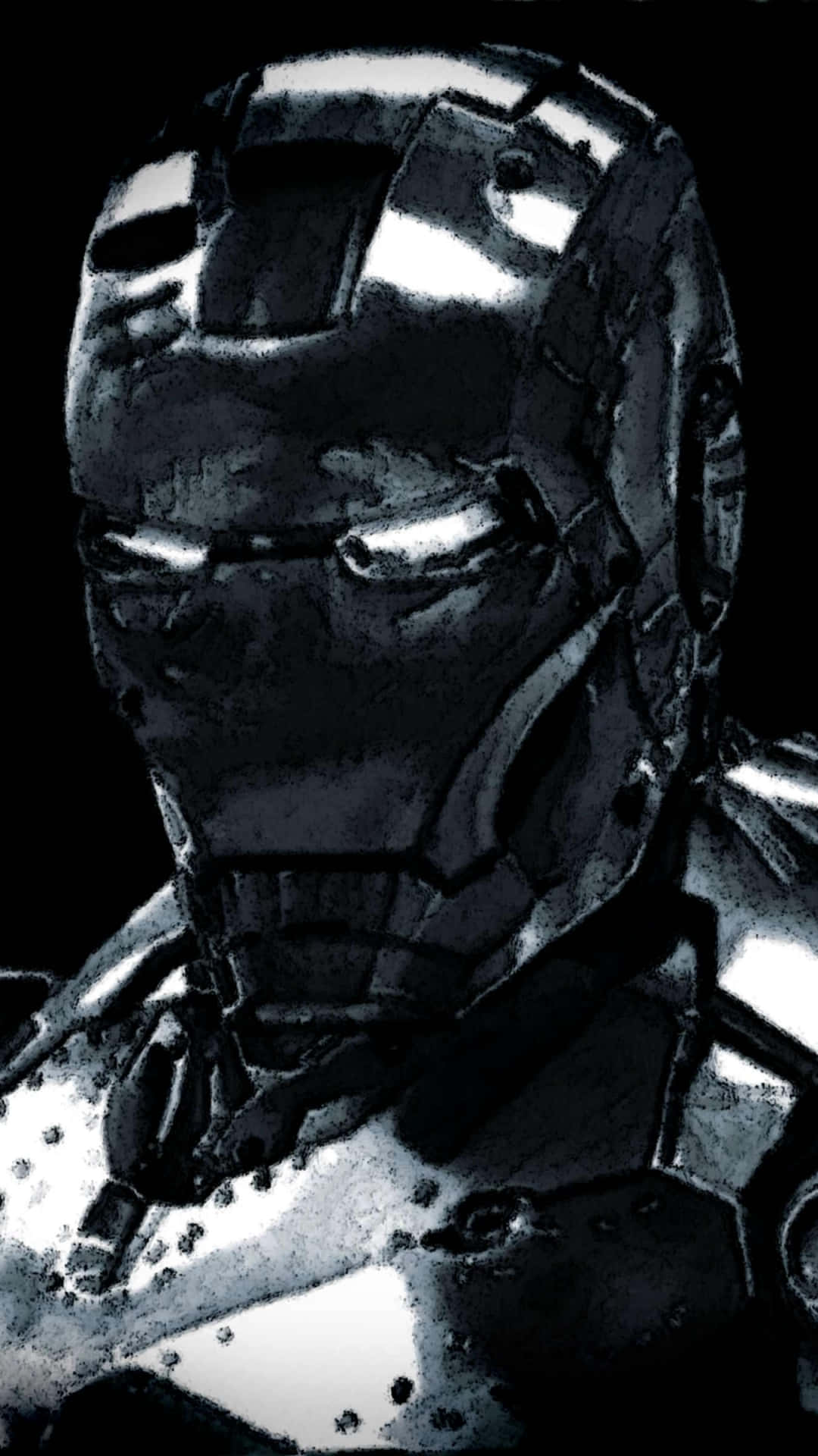 Portrait Iron Man Black And White Background