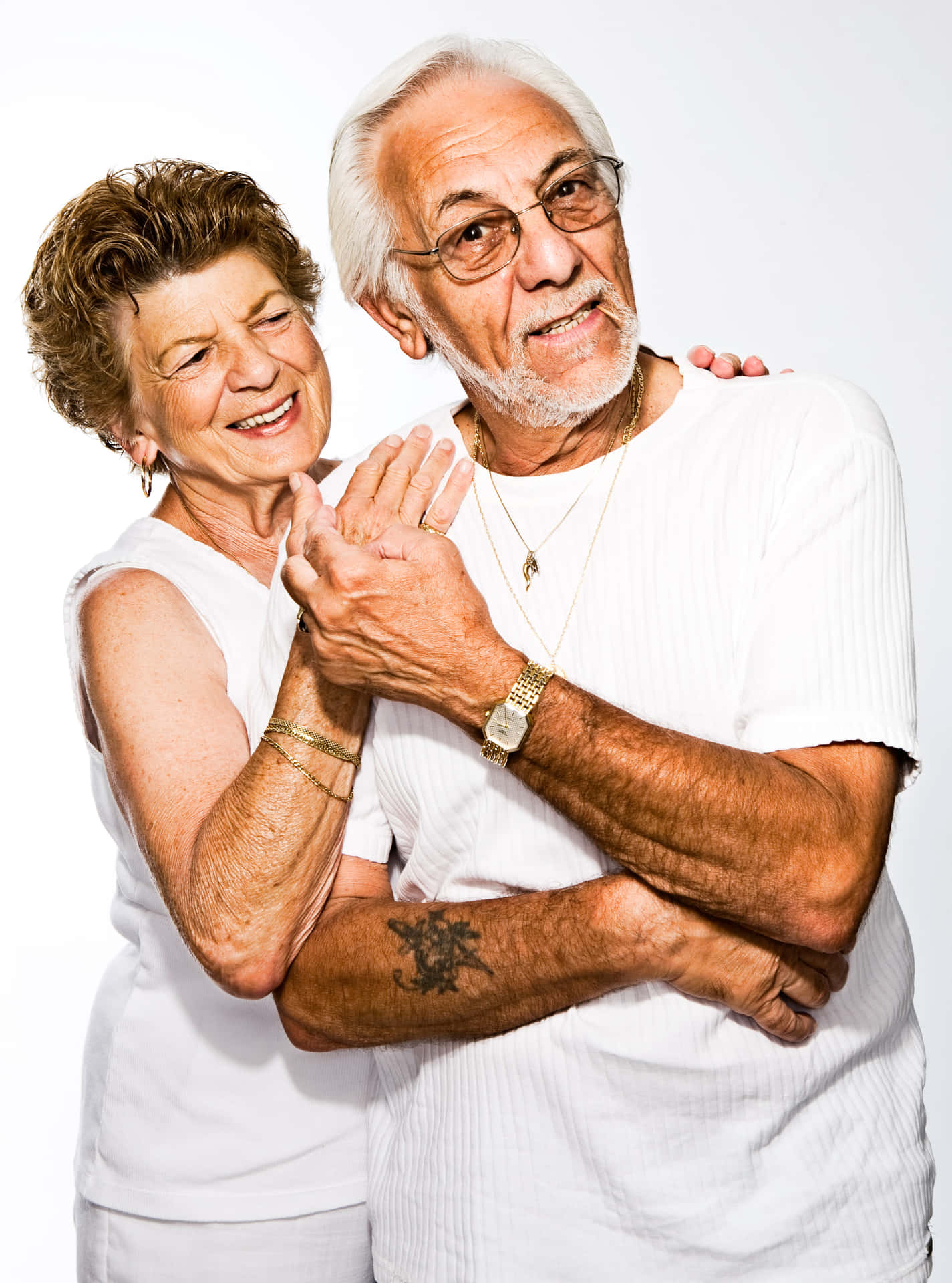 Portrait Of A Happy Mature Couple In White Background