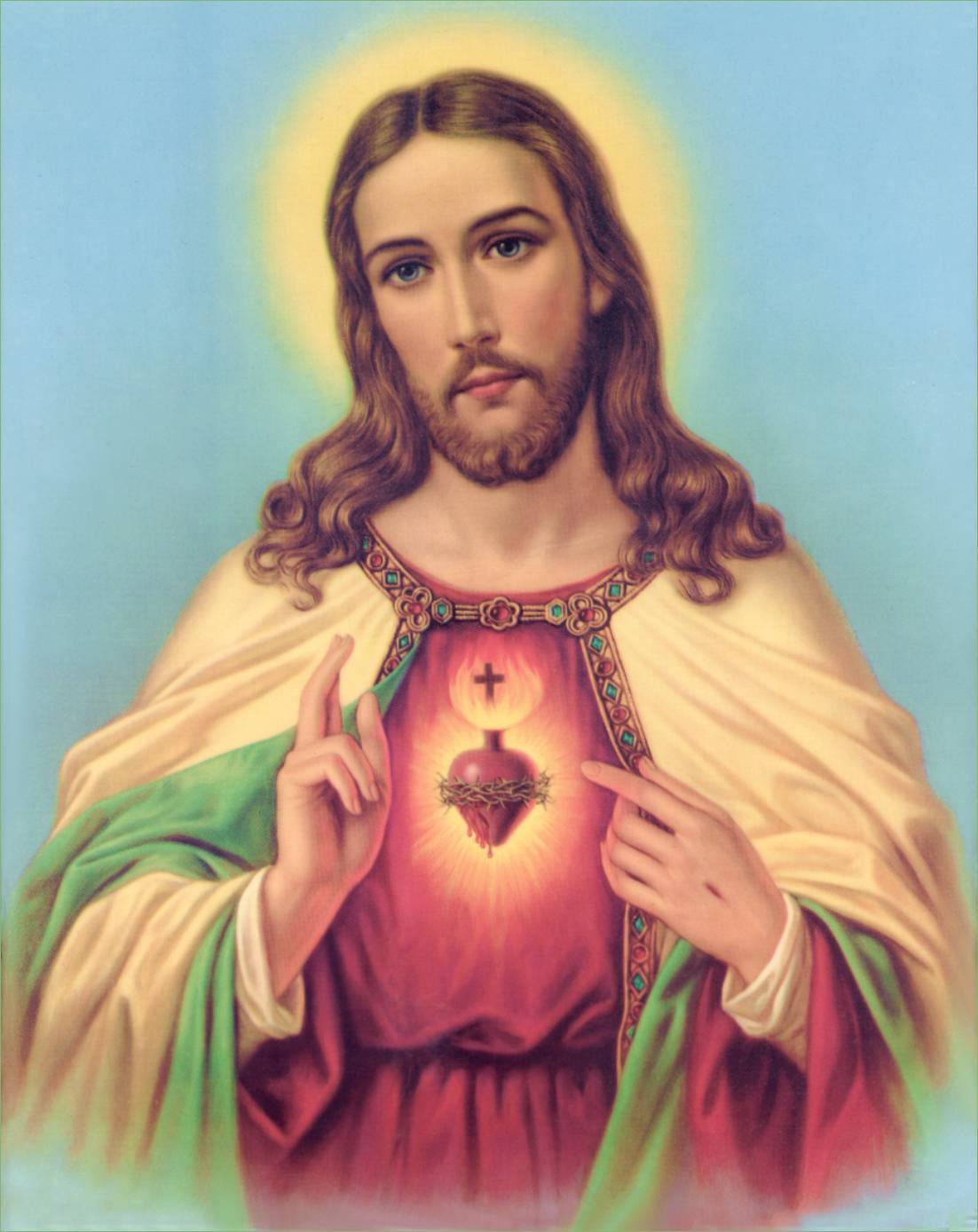 Portrait Of Jesus In Pastel Colors Background