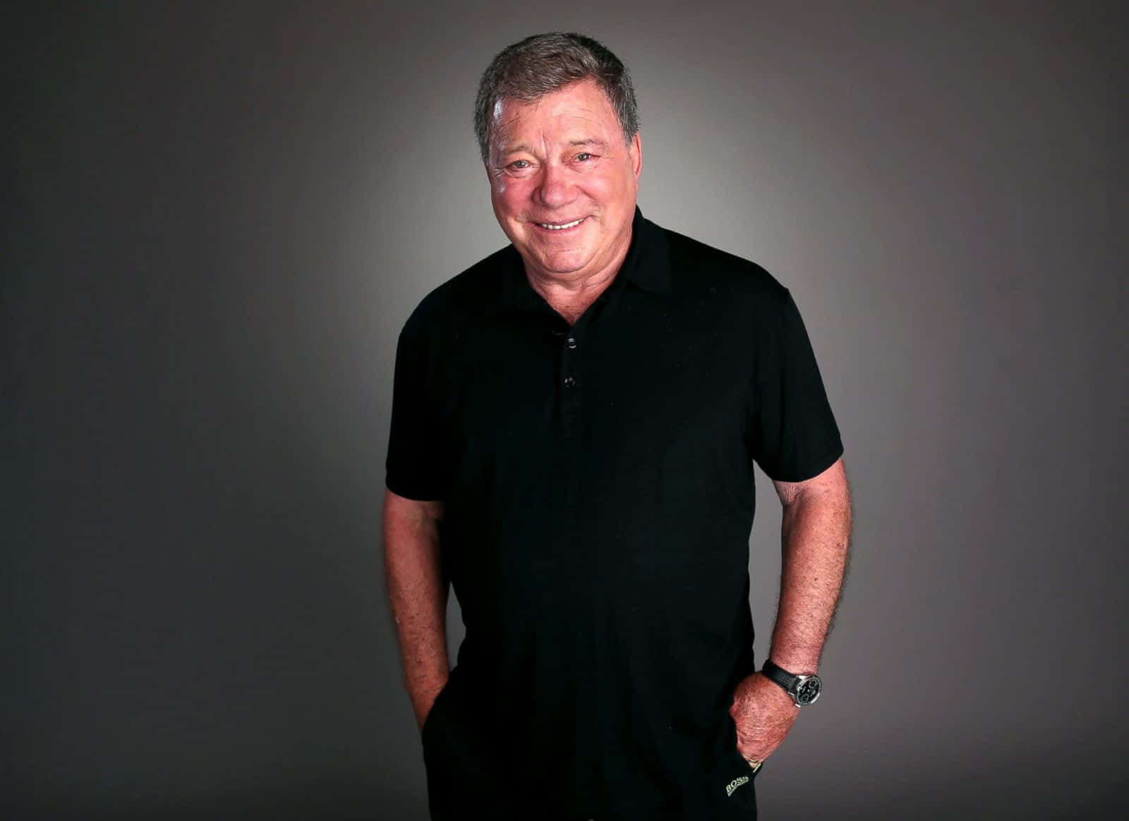 Portrait Of William Shatner On A Starry Sky Background