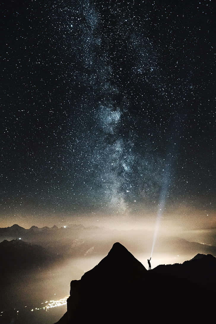 Portrait Photography Man Stargazing In The Dark Background