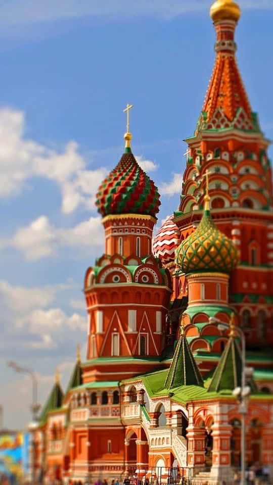 Portrait Saint Basil's Cathedral Kremlin Background