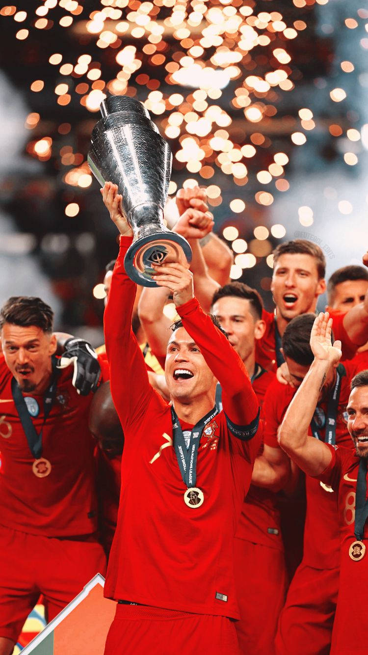 Portugal National Football Team Celebrates With Silver Trophy