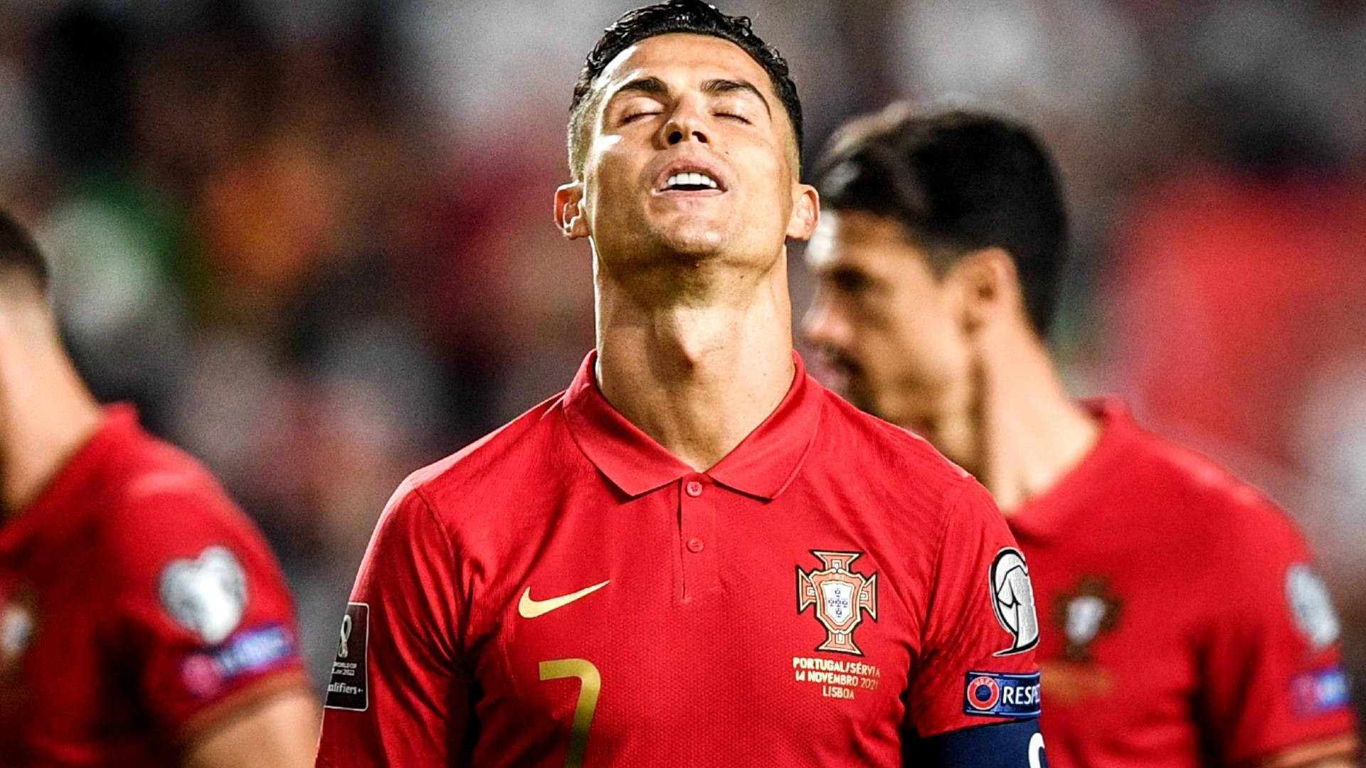 Portugal National Football Team Cristiano Closed Eyes Background