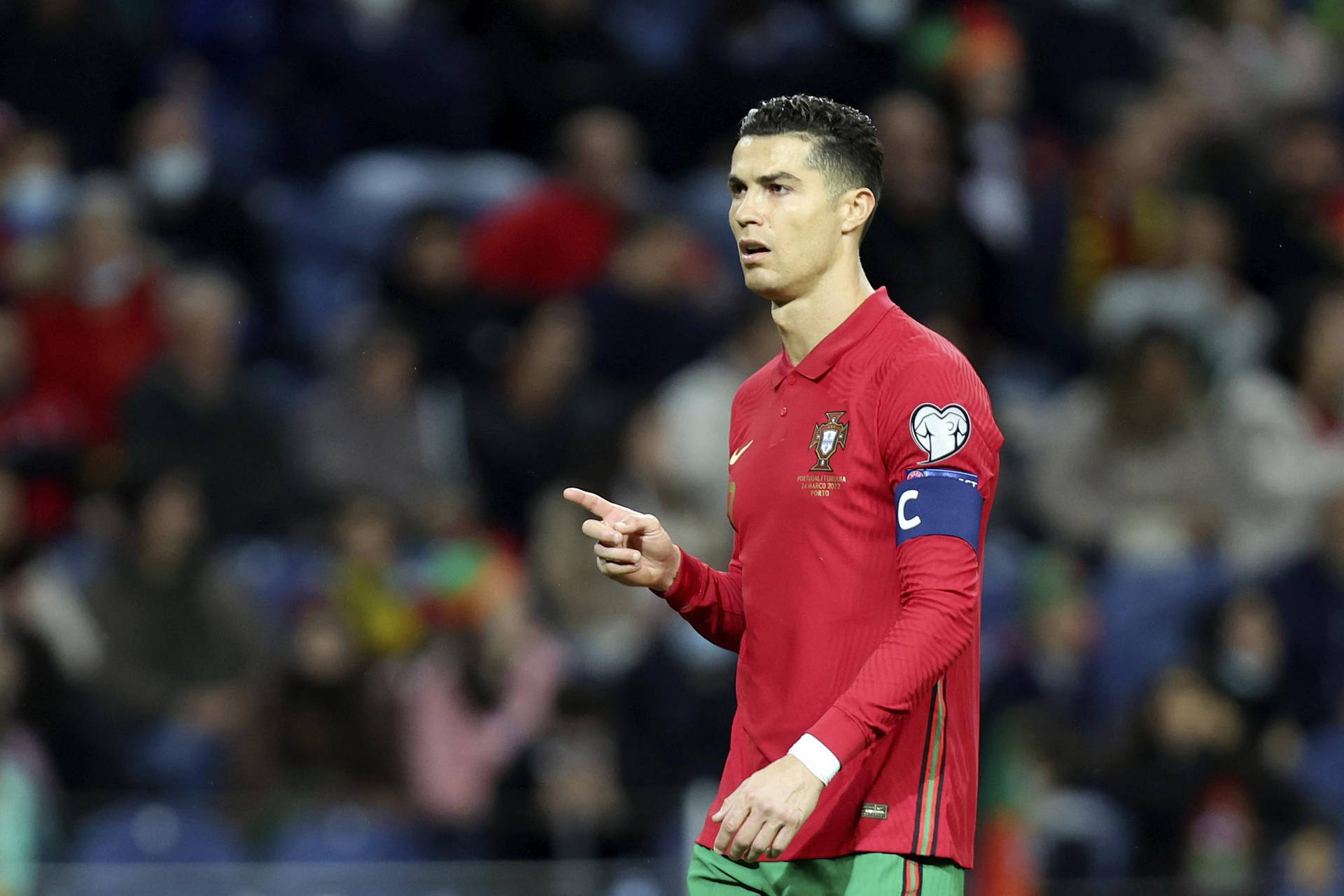 Portugal National Football Team Cristiano Pointing Finger Background