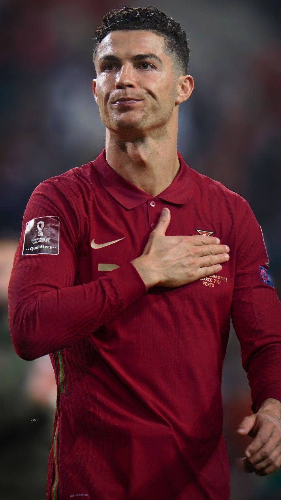 Portugal National Football Team Cristiano's Palm In The Chest Background