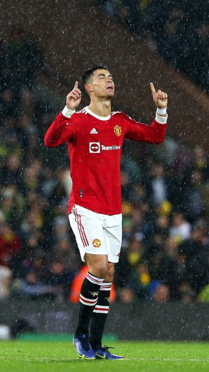 Portugal National Football Team Cristiano Soaked In Rain Background