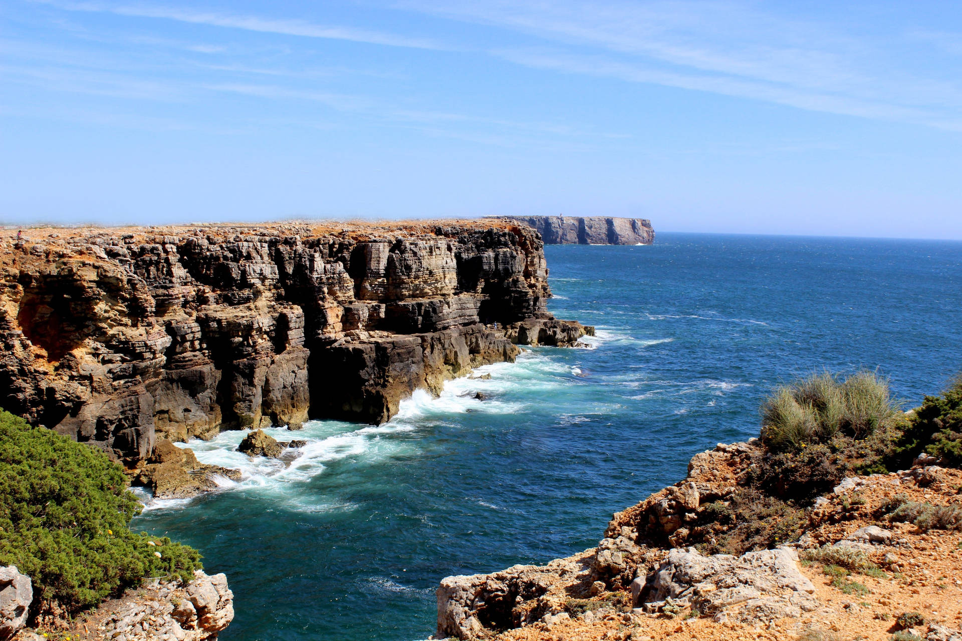 Portugal Rocky Sea Cliff Background