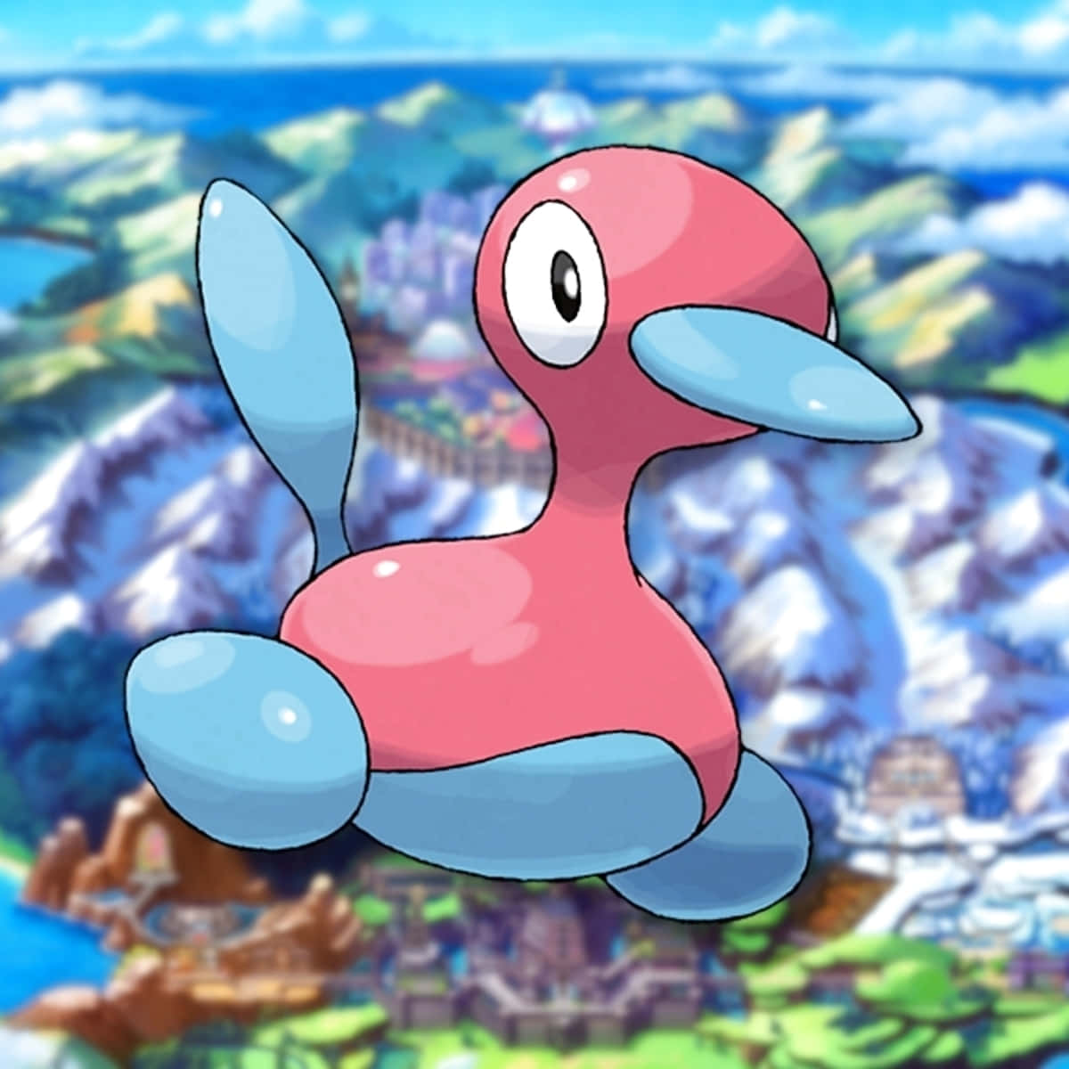 Porygon2 In Action! - A Stunning Digital Pokémon On Blurry Background