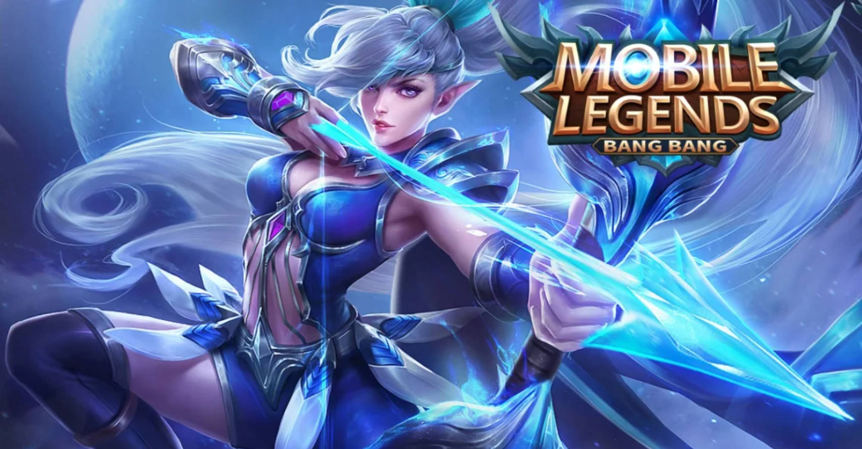 Posing Miya With Mobile Legends Logo Background