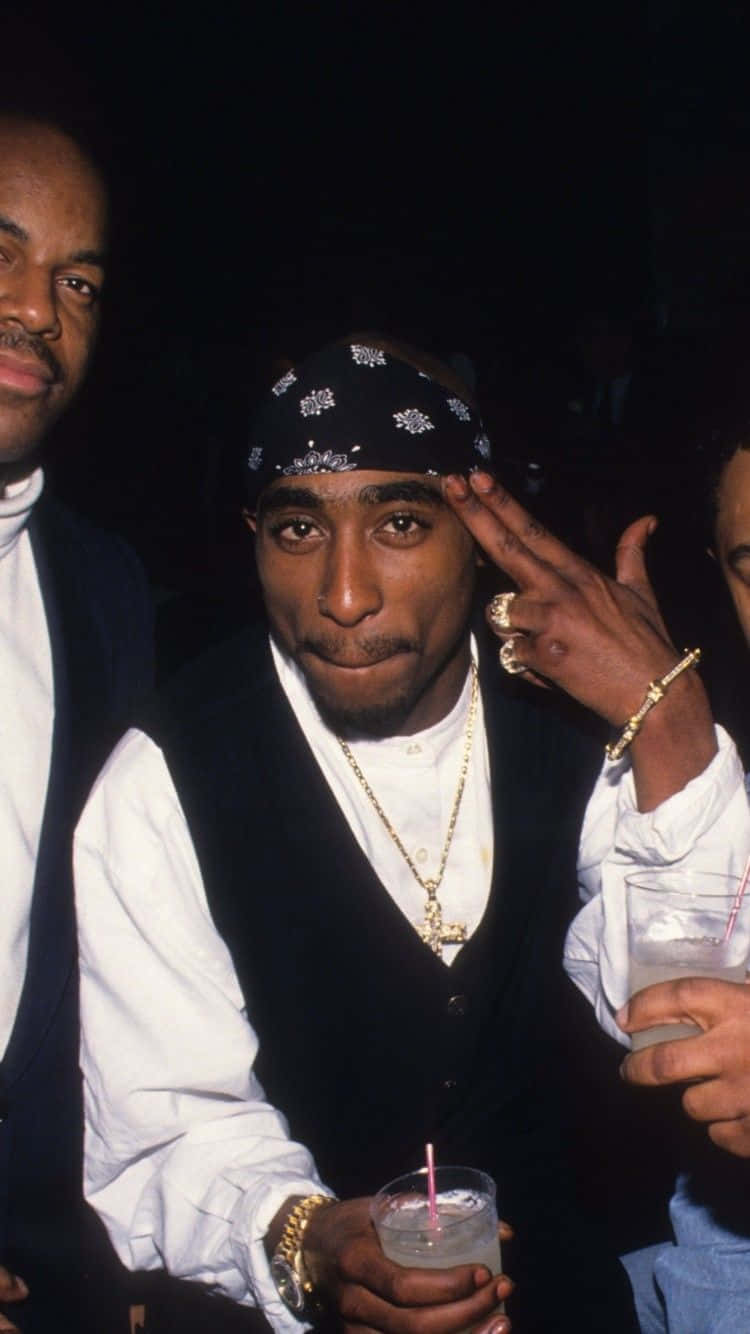 Posing With Hand Signal Tupac Iphone Background