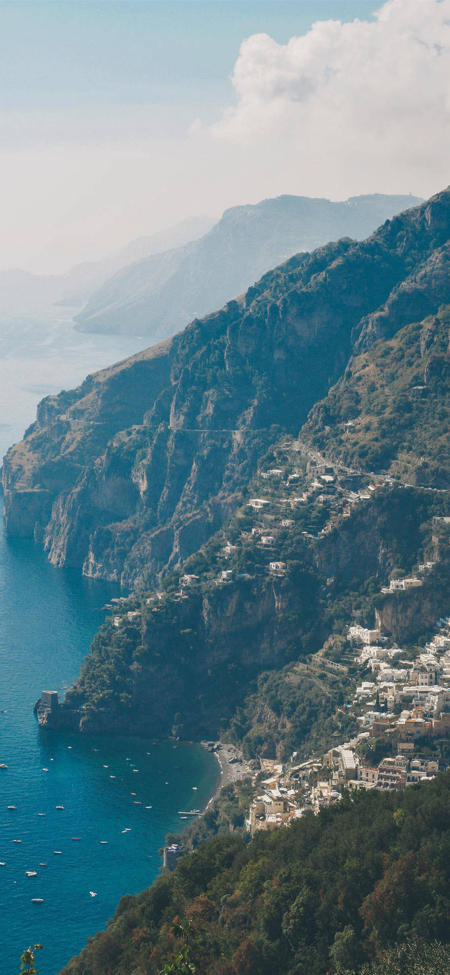 Positano Amalfi Coast Aerial Shot Portrait Background