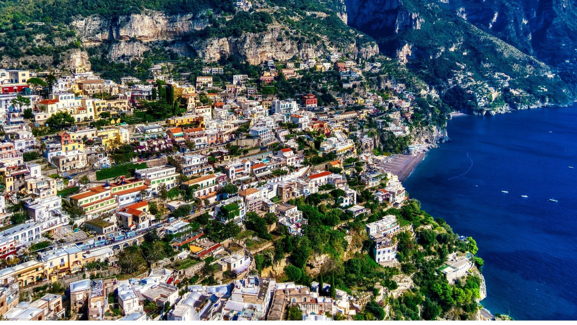 Positano Amalfi Coast Drone Shot