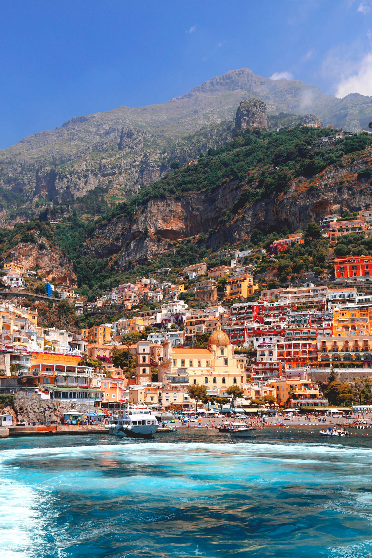 Positano Beachside Town Amalfi Coast Background