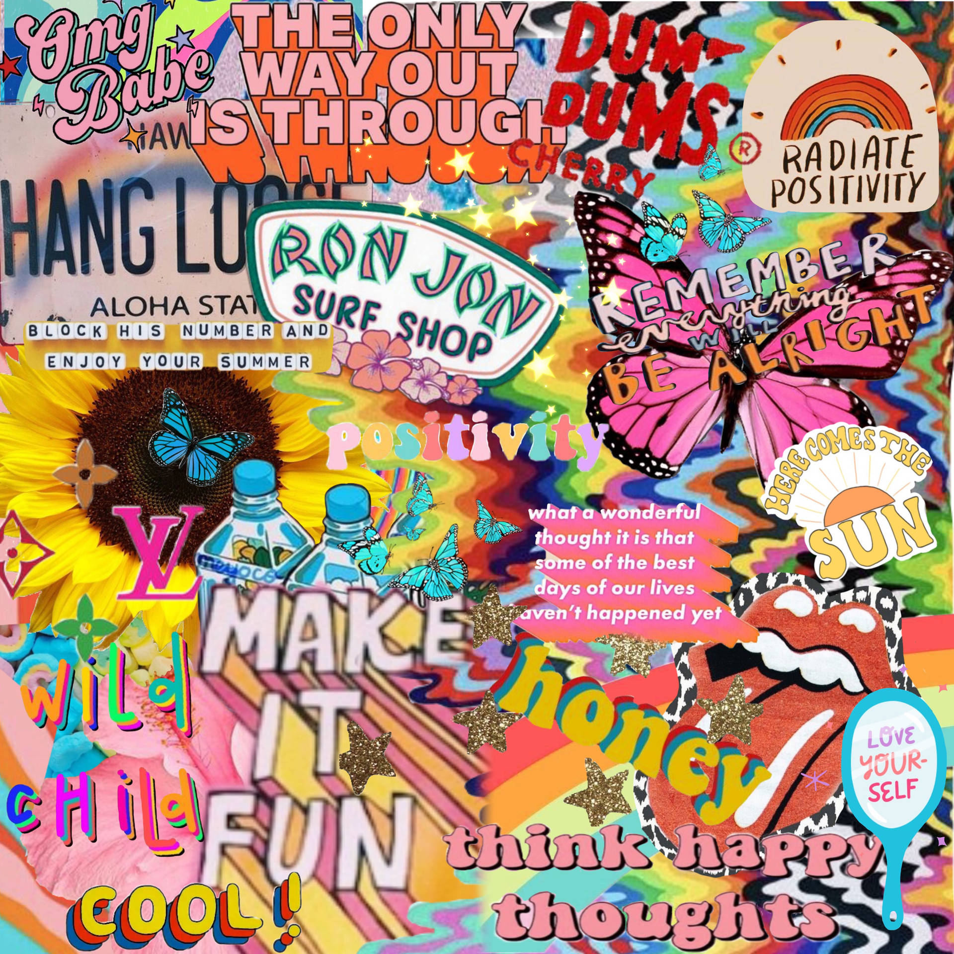 Positive Quotes Collage Background