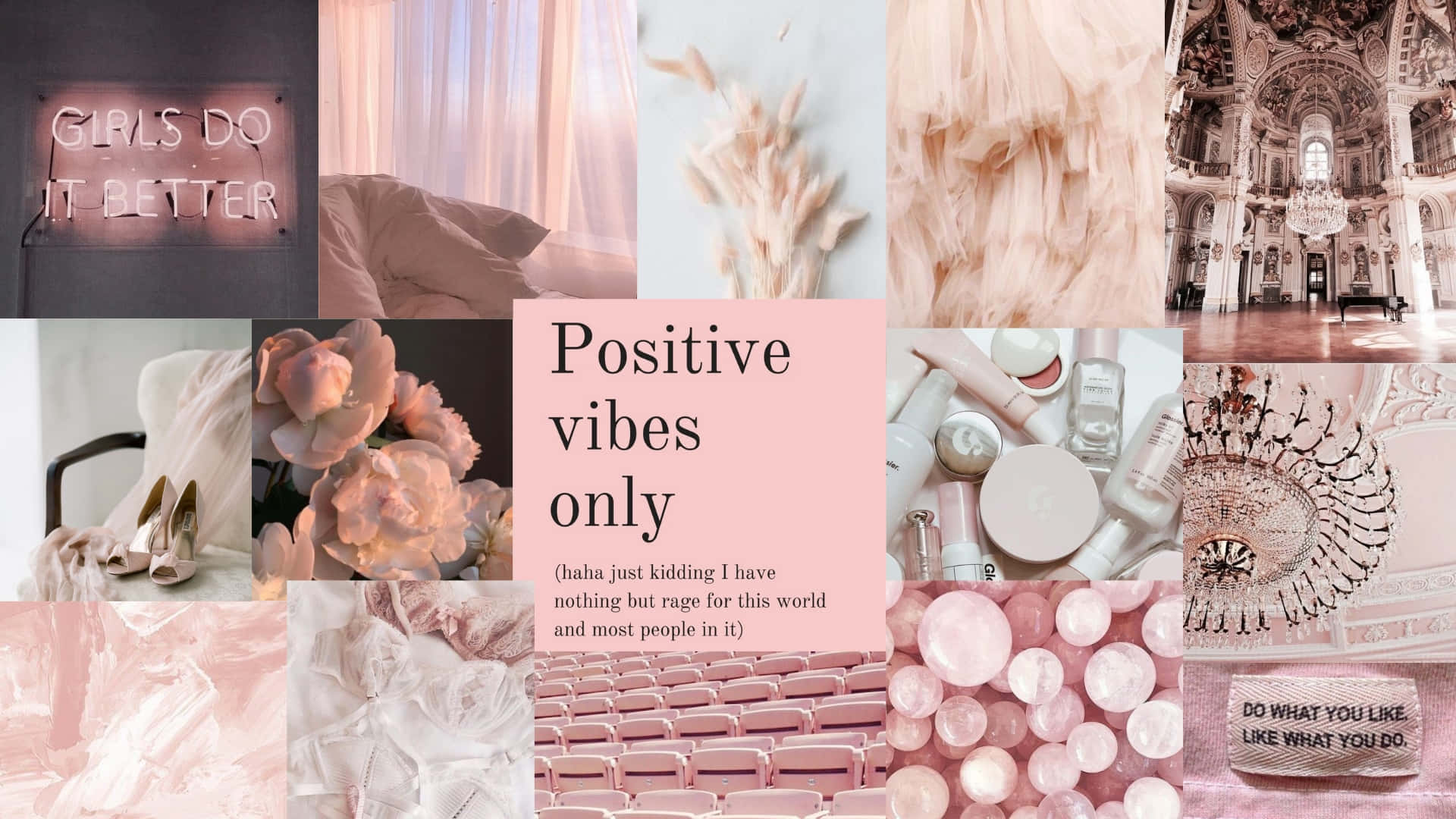 Positive Vibes Collage Wallpaper Background