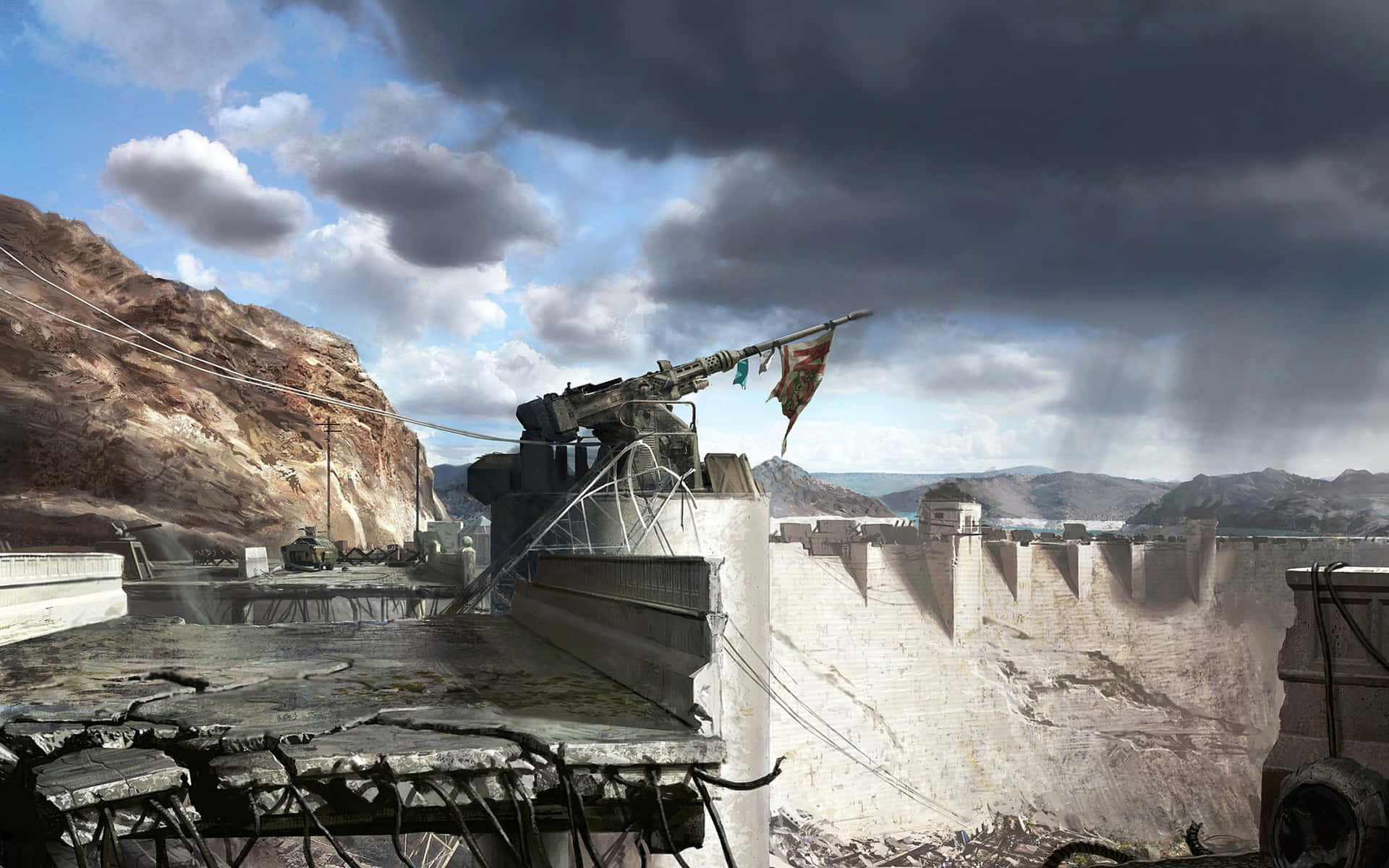 Post Apocalyptic Dam Landscape Background