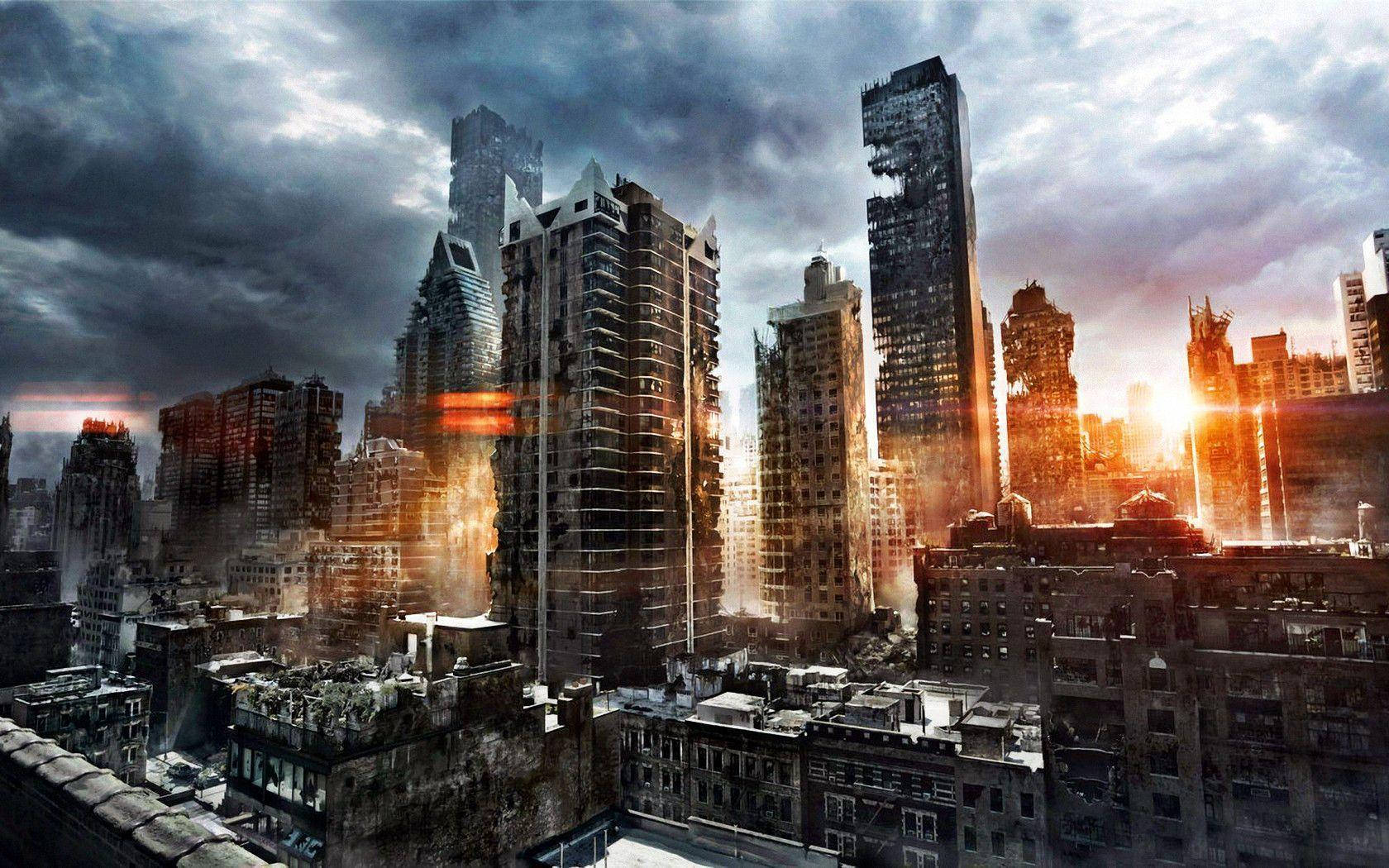 Post Apocalyptic Daybreak City Background Background