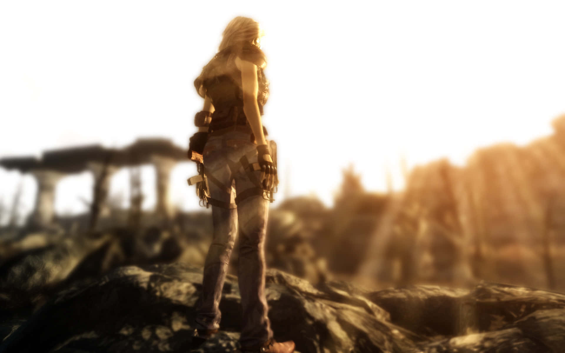 Post Apocalyptic Survivor Gazing Into Distance Background