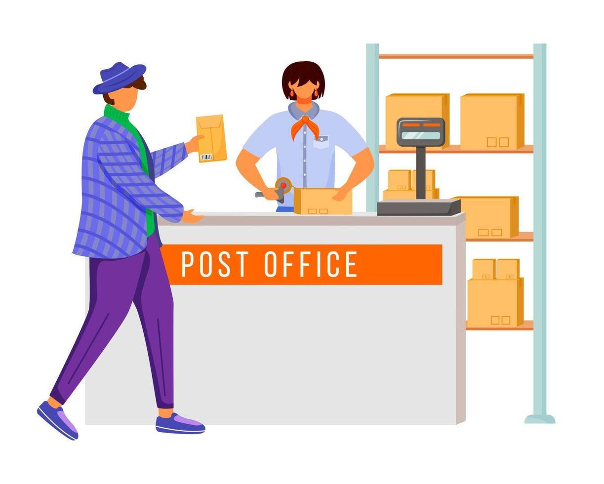 Post Office Worker With Customer Background