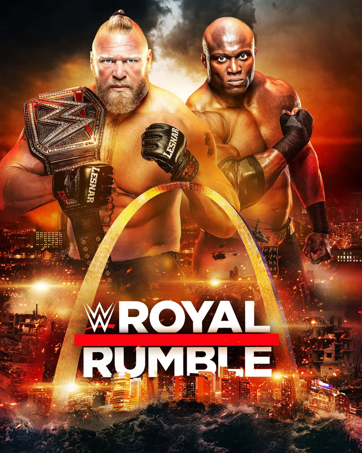 Poster Featuring Brock Lesnar And Bobby Lashley Background